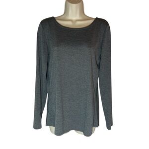 Athleta Gray Long Sleeve Scoop Neck Relaxed Blouse size M